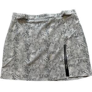 Hem & Thread Mini Skirt NWT Faux Snake SZ LG Lined Accent Side Zipper & Buckles